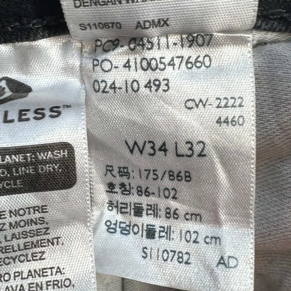 Levi's Black 511 Slim Fit WaterLess Straight Leg Jeans Mens Size 34x32